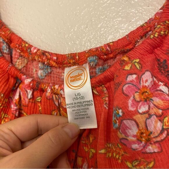 Wonder Nation Tropical floral ruffle off shoulder Jumpsuit Romper comfort 10-12 - Picture 7 of 9